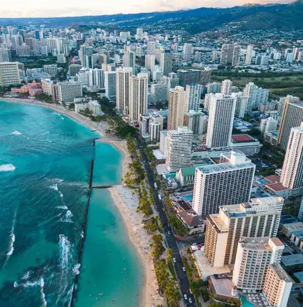 an aerial view on Honolulu, Hawaii